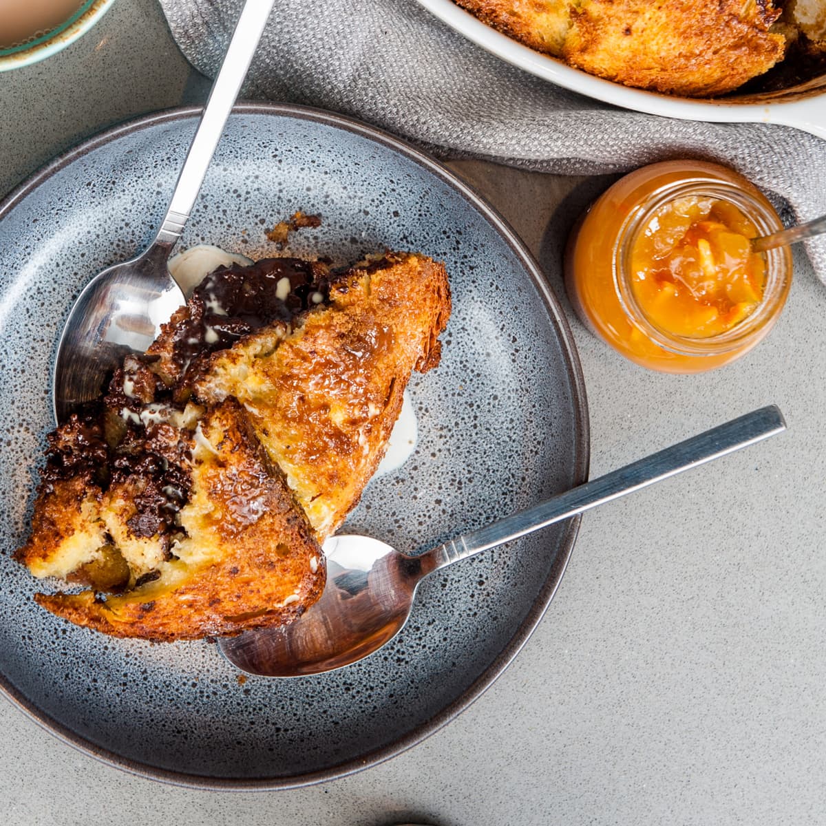 Blood Orange Marmalade on a Bread and Butter Pudding