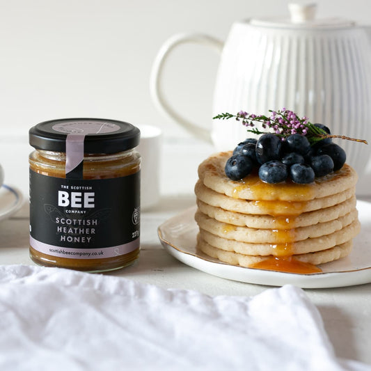 Scottish Bee Company Heather Honey with Pancakes